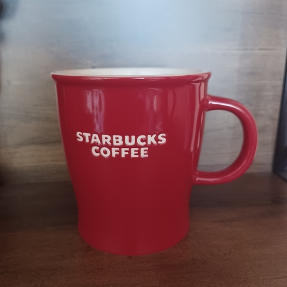 Starbucks 2008 Ceramic Coffee Tea Red With White Logo Mug Cup - Picture 1 of 10